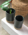 Charcoal Tall Planter Lisa Peri handmade ceramics homewares buhera basket monstera deliciosa glazed